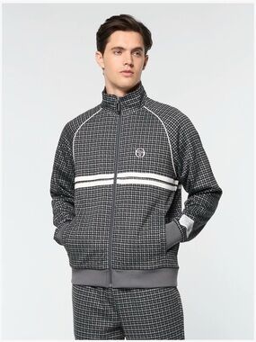 NWT Sergio Tacchini Dallas Houndstooth Track Jacket Size Large